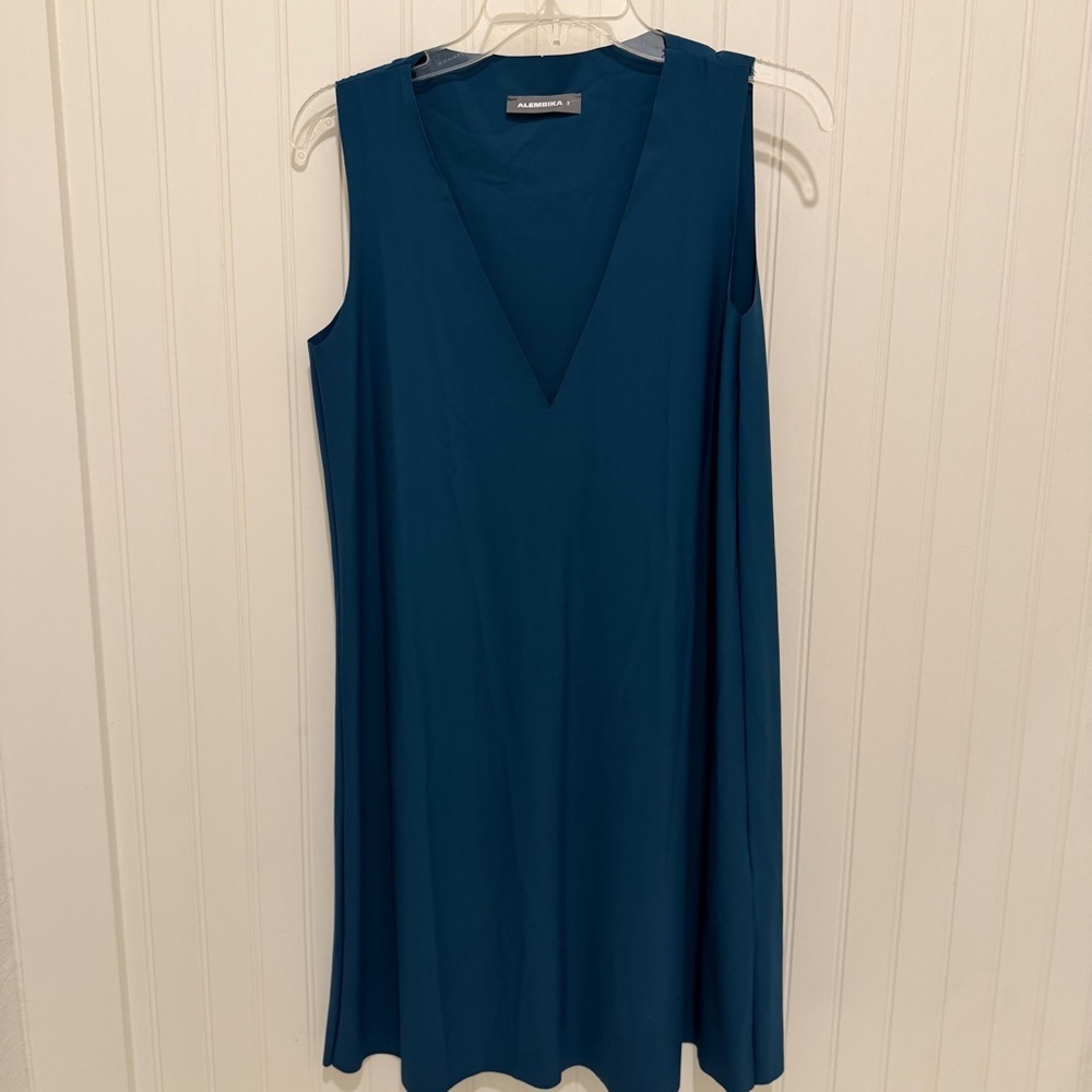 Alderbrook Sleeveless Teal V-Neck A-Line Dress